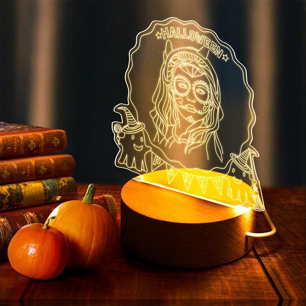 Photo 3d Personnalisée Halloween Led Lampe Veilleuse Lampe D'halloween Personnalisée Décor Cadeau Pour Halloween