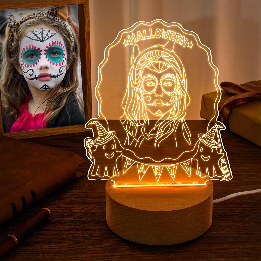 Photo 3d Personnalisée Halloween Led Lampe Veilleuse Lampe D'halloween Personnalisée Décor Cadeau Pour Halloween