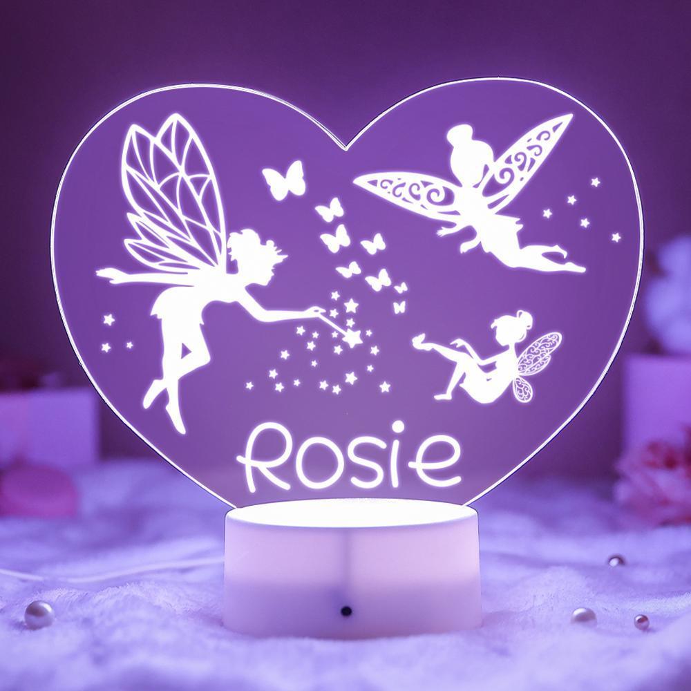 Personnalisé Fée Veilleuse Enfant Lampe Fille Cadeau D'anniversaire Enfants 7 Couleurs Veilleuse Télécommande Lampe - soufeelfr