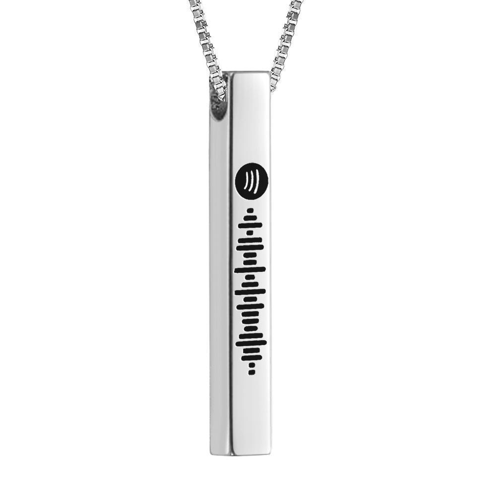 Collier De Code Spotify Scannable Cadeaux De Collier De Barre Verticale Gravée En 3d Pour Petite Amie Noir