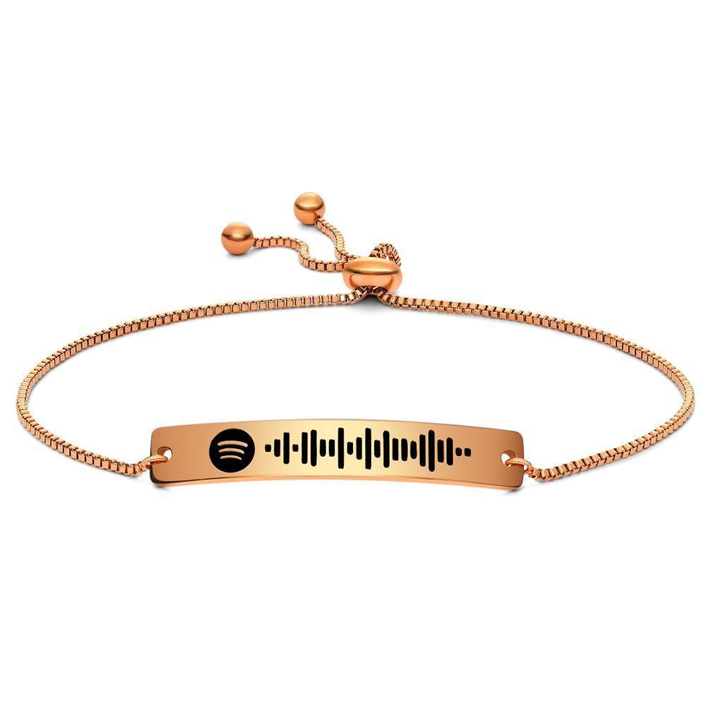Bracelet Personnalisé Bracelet Scannable Spotify Code Bracelet Barre Gravée Cadeaux De Couleur Argentée Pour Petite Amie