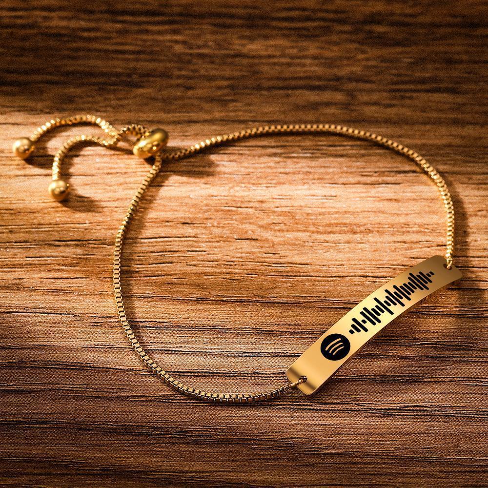 Bracelet Personnalisé Bracelet à Code Spotify Scannable Bracelet à Barre Gravé Chanson Préférée Spotify Cadeaux D'anniversaire En Or Rose