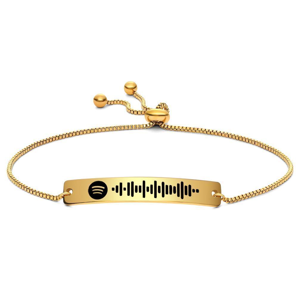 Bracelet Personnalisé Bracelet Scannable Spotify Code Bracelet Barre Gravée Cadeaux De Couleur Dorée