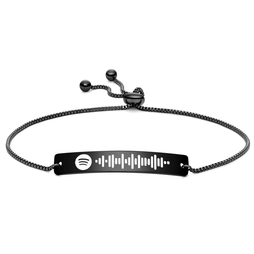 Bracelet Personnalisé Bracelet De Code Spotify Scannable Bracelet De Barre Gravé Bracelet De Chanson De Musique Personnalisé Cadeaux De Couleur Noire Pour Elle