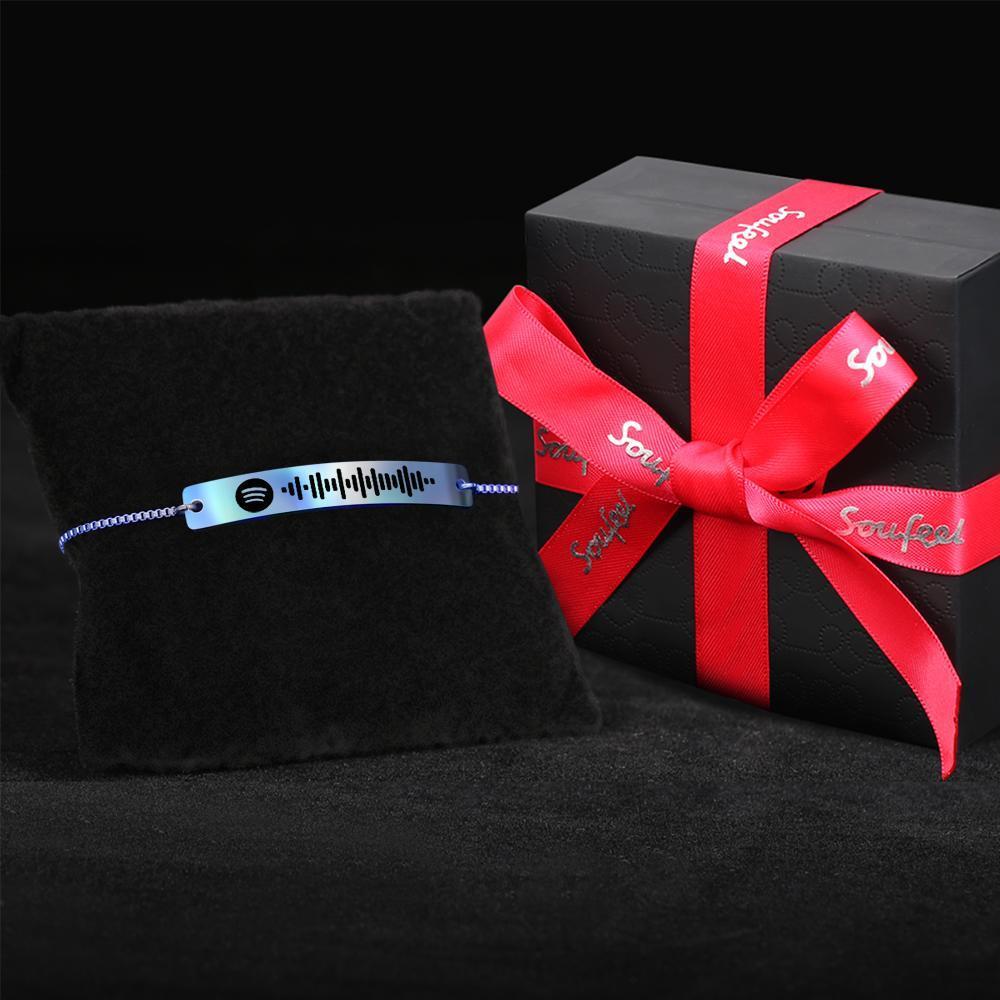 Bracelet Personnalisé Bracelet De Code Spotify Scannable Bracelet De Barre Gravé Bracelet De Chanson De Musique Personnalisé Cadeaux Couleur Aurora Pour Elle