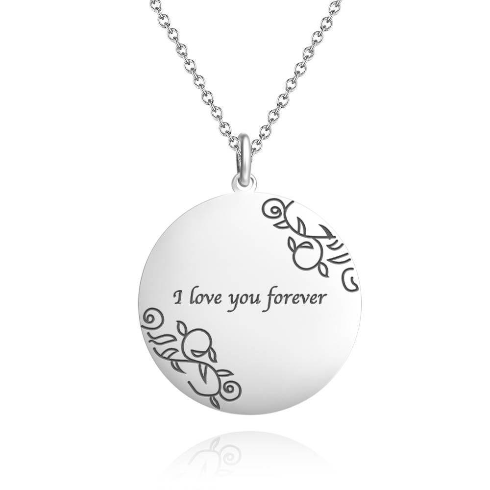 Collier Rond Tag Gravée Avec Gravure En Argent