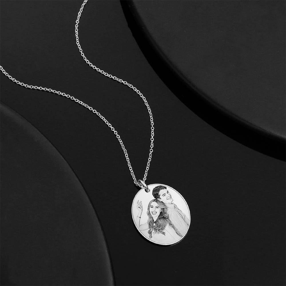 Collier Tag Ovale Avec Gravure En Argent