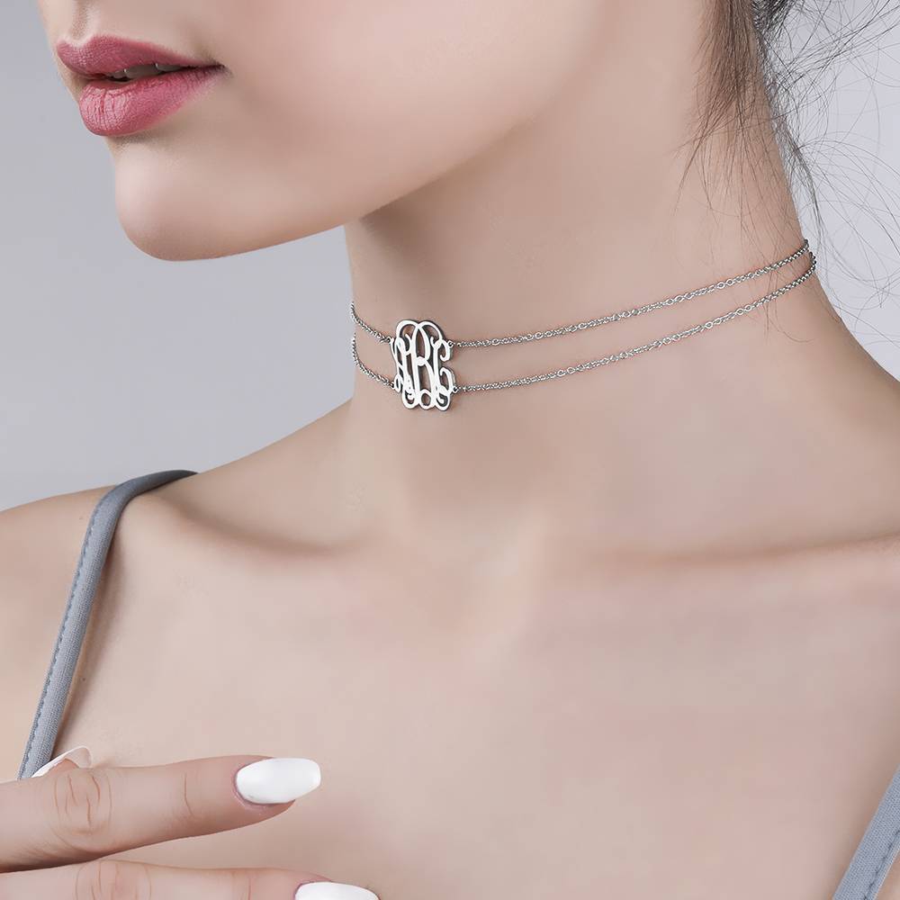 Collier Prenom Choker Monogramme En Argent