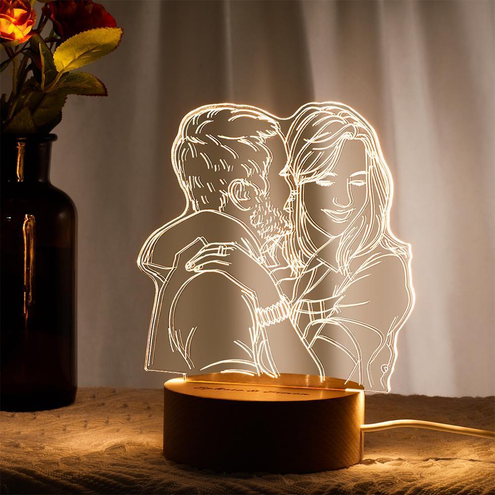 Lampe Photo 3d Personnalisée Led Pour Chambre À Coucher, Cadeau De Lampe Veilleuse Personnalisé Pour La Famille