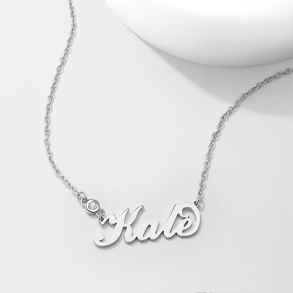 Collier Prenom Collier Prénom Avec Pierre De Naissance Personnalisée En Argent
