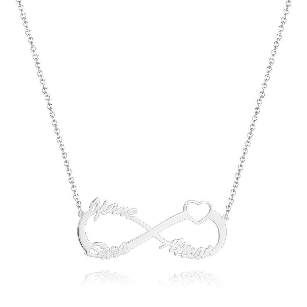 Collier Prenom Collier Prénom Infini Quatre Noms Plaqué Or Rose - Argent