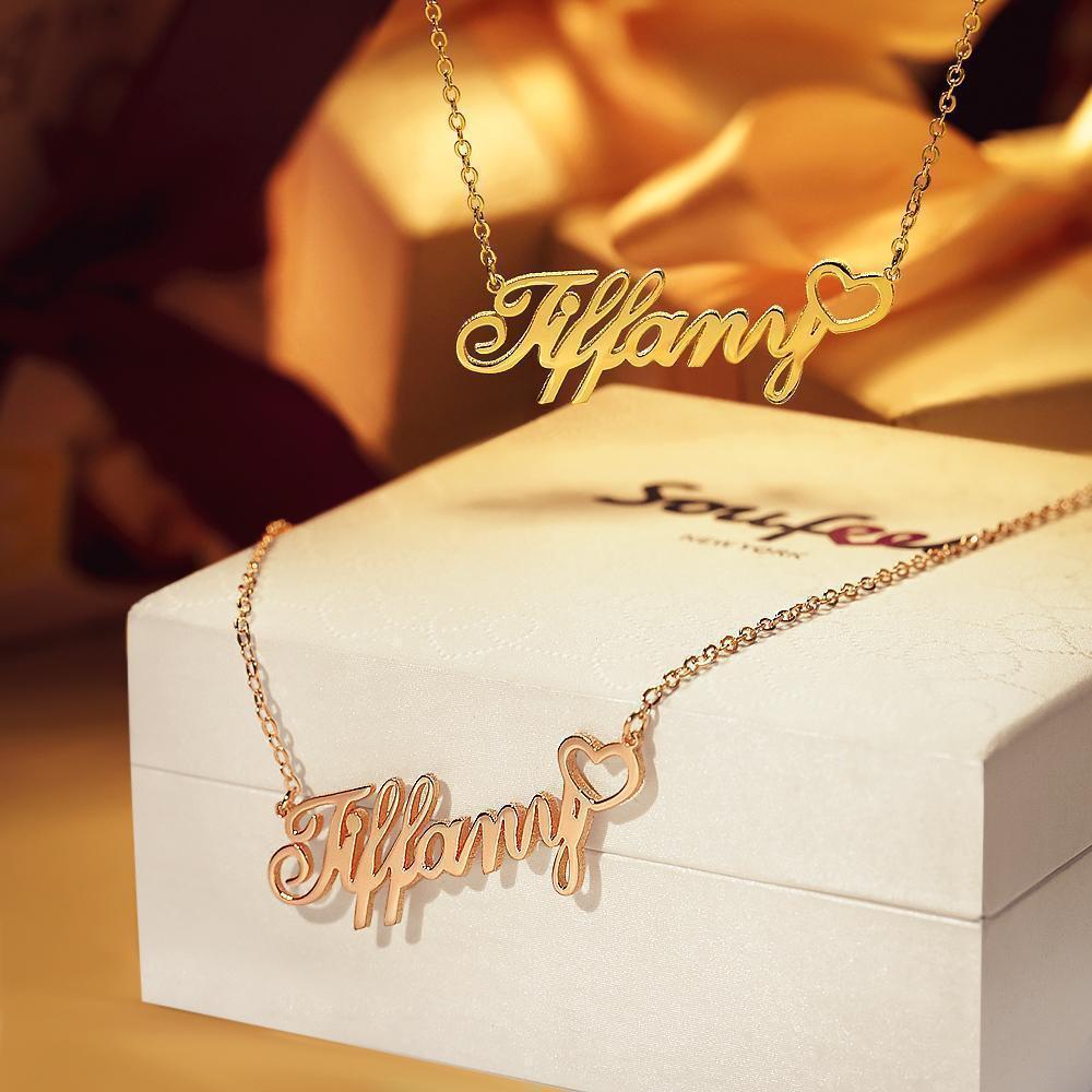 Collier Prenom Collier Prénom Personnalisé Avec Petit Coeur, Cadeaux Pour Elle