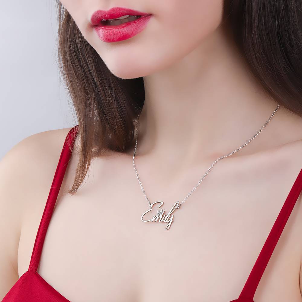 Collier Prenom Collier Prénom Personnalisé En Cristal De crystal Avec Couronne En Argent
