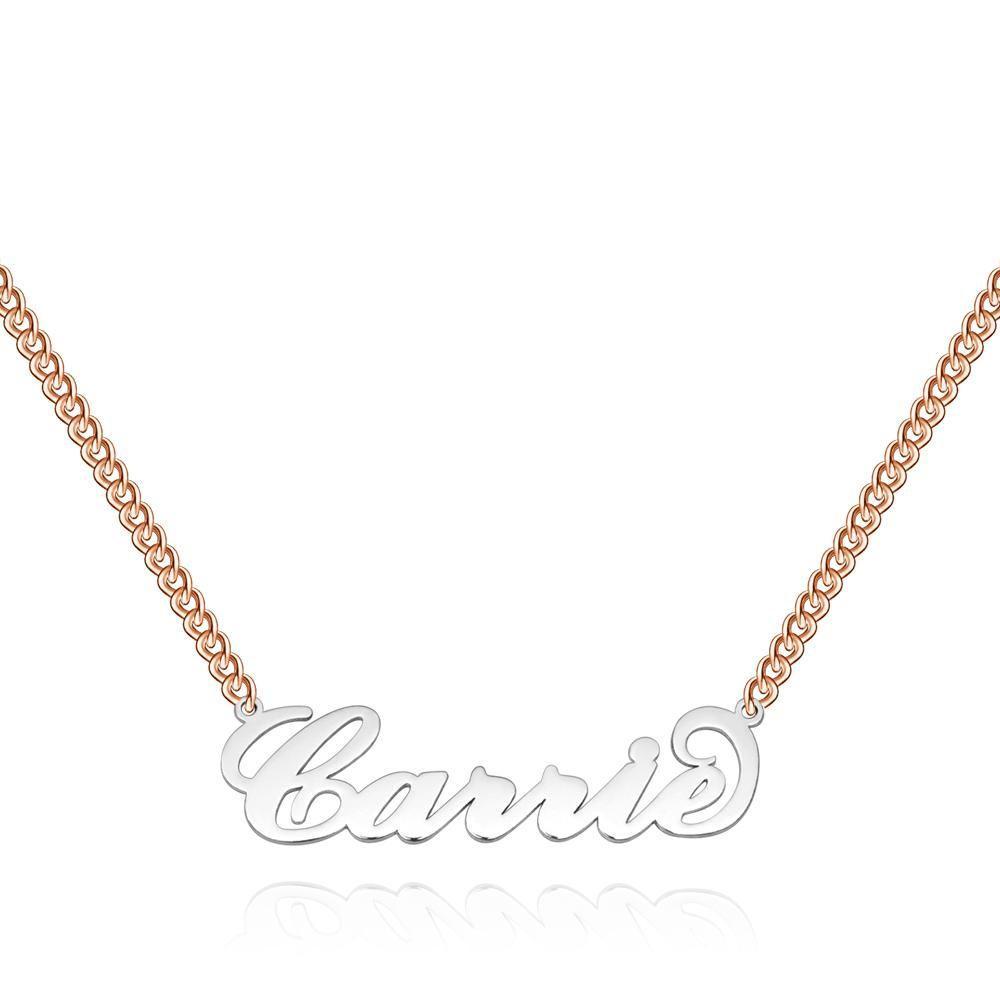Collier Prenom Carrie Style Name Collier Rose Plaqué Or Chaîne Cadeaux Pour Elle