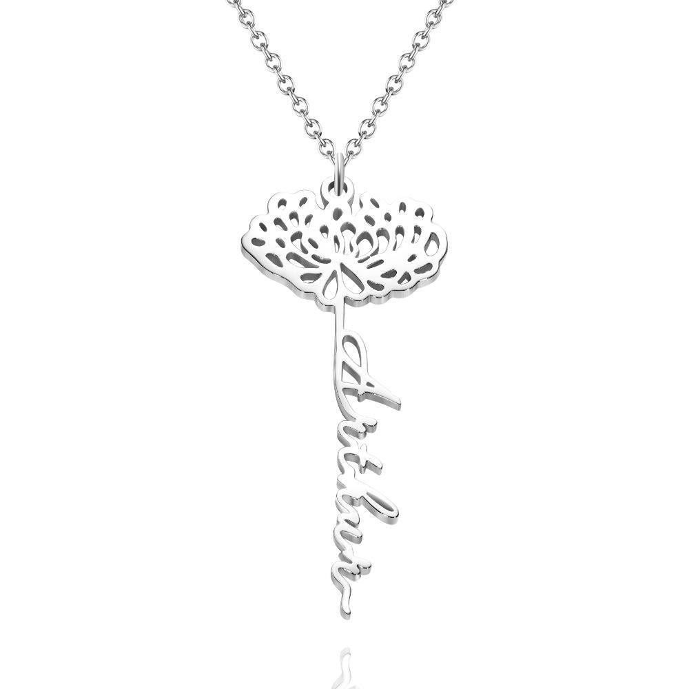Collier Prenom Collier cadeau personnalisé en forme de rose gravée