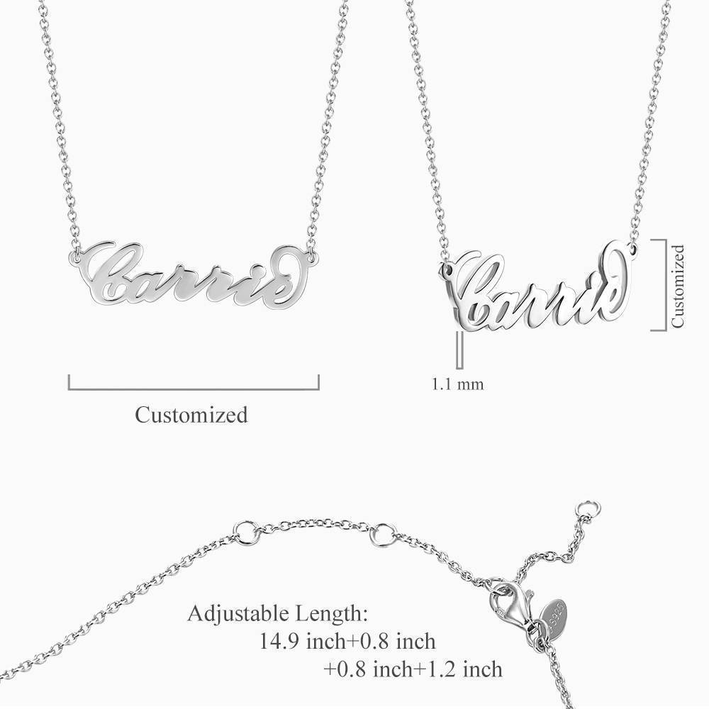 Collier Prenom Collier Prénom Personnalisé - Collier Prénom en Argent Sterling - Chaîne de Prénom - Collier Plaque Signalétique en Argent Sterling - Cadeaux d'Anniversaire pour Femme