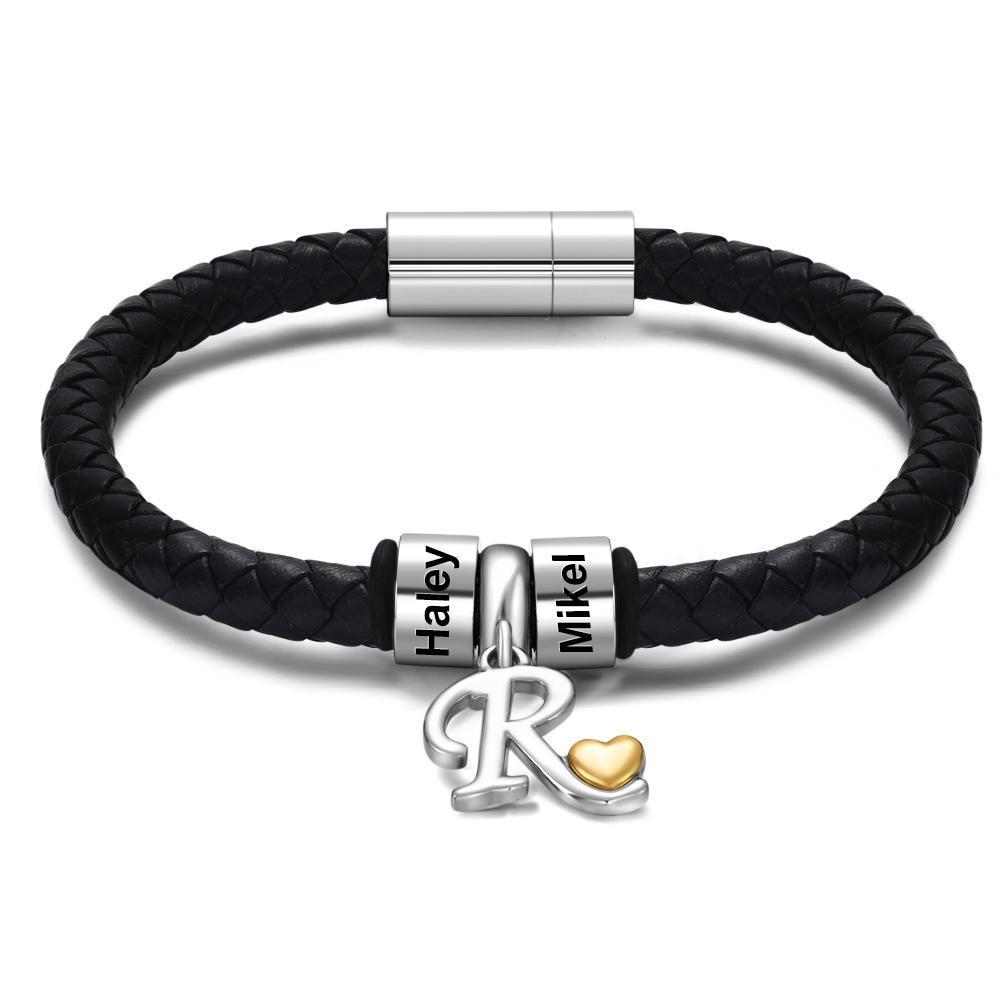Bracelet Personnalisé Bracelet à Breloques En Perles Gravées Sur Mesure Bracelet Pour Homme Cadeaux Commémoratifs Pour Lui