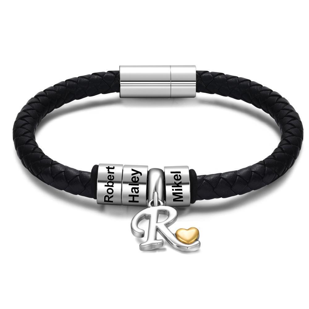 Bracelet Personnalisé Bracelet à Breloques En Perles Gravées Sur Mesure Bracelet Pour Homme Cadeaux Commémoratifs Pour Lui