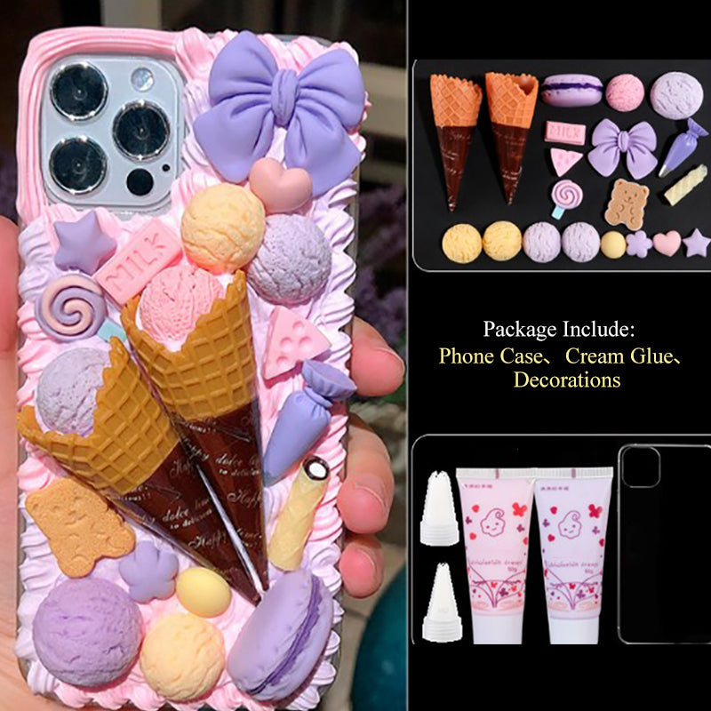 Coque De Téléphone Bricolage Cabochon Crème Personnalisé Cornet De Crème Glacée