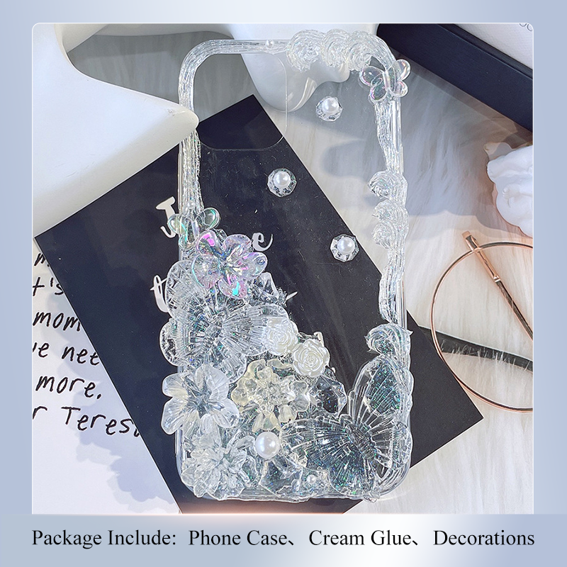 Papillons Et Fleurs Diy Handmade 3d Decoden Mobile Phone Case Cream Glue Material Bag