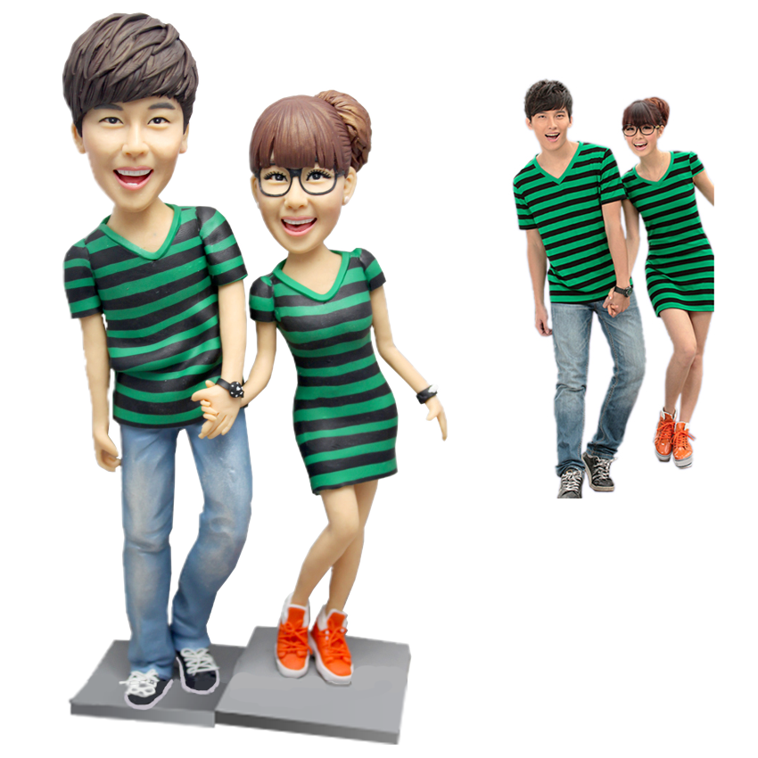 Figurine Bobblehead Personnalisé Entièrement Personnalisable Pour 2 Personnes Avec Texte Gravé