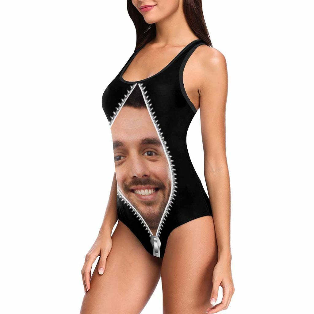 Maillot De Bain Une Pièce Avec Photo Personnalisée Pour Femmes - Fermeture À Glissière