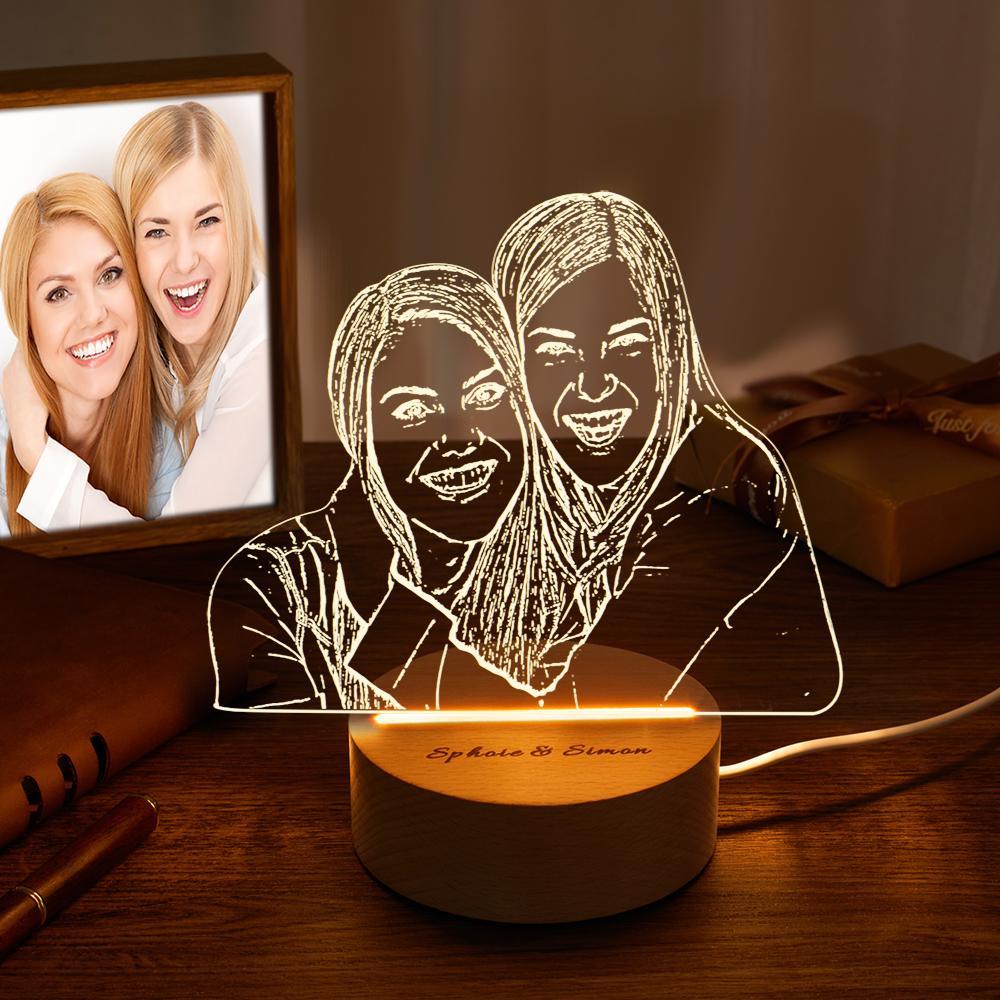 Lampe Photo 3d Personnalisée Led Pour Chambre À Coucher, Cadeau Lampe Veilleuse Personnalisé Pour Amis