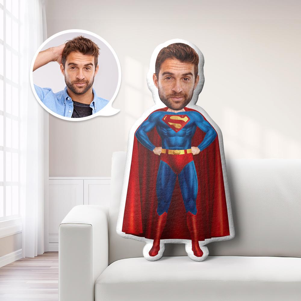 Personalizzato Foto Cuscino Superman Faccia Throw Cuscino Regalo Vista AR - soufeelit