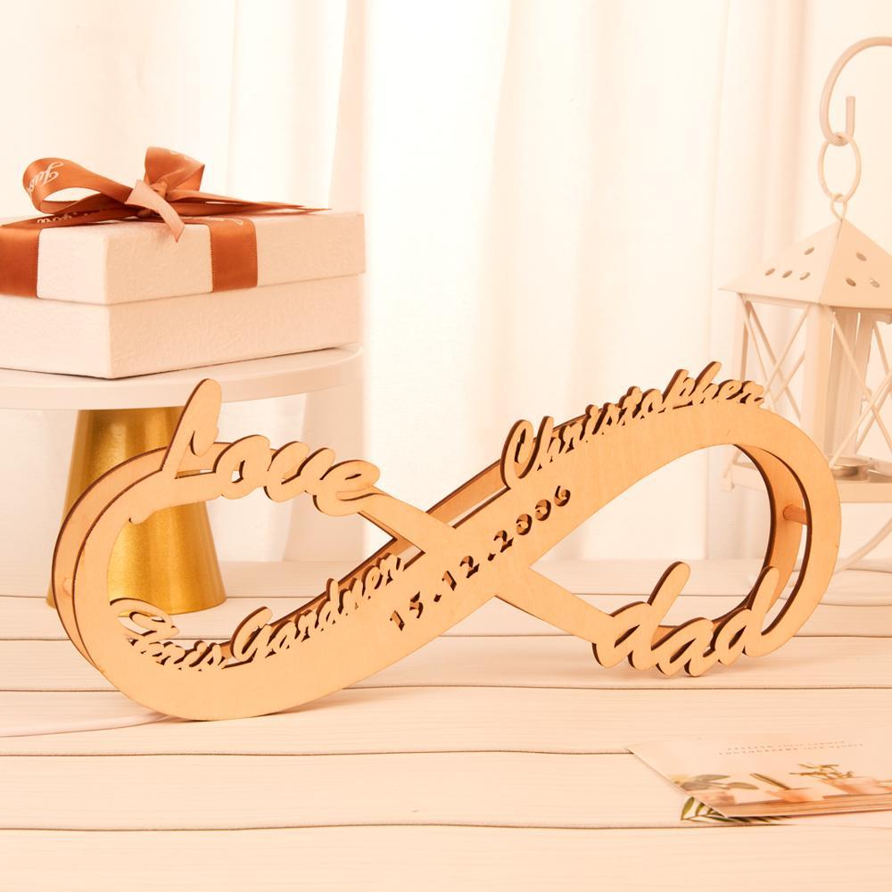 Luce Notturna Personalizzata Inciso Infinity Lampada In Legno Decorazione Da Scrivania Nome Personalizzato Segno Luce Regalo Per Lei - soufeelit