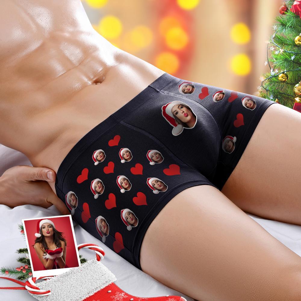 Boxer Con Foto Personalizzati Da Uomo, Intimo Per Il Viso Con Cuore Regali Di Natale - Uomo