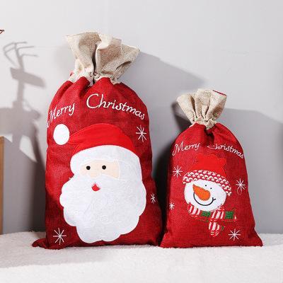 Confezione Regalo Di Natale, Borsa Con Coulisse Regalo Di Natale, Borsa Regalo Di Natale Decorata Con Stampa Di Fiocchi Di Neve E Pupazzo Di Neve