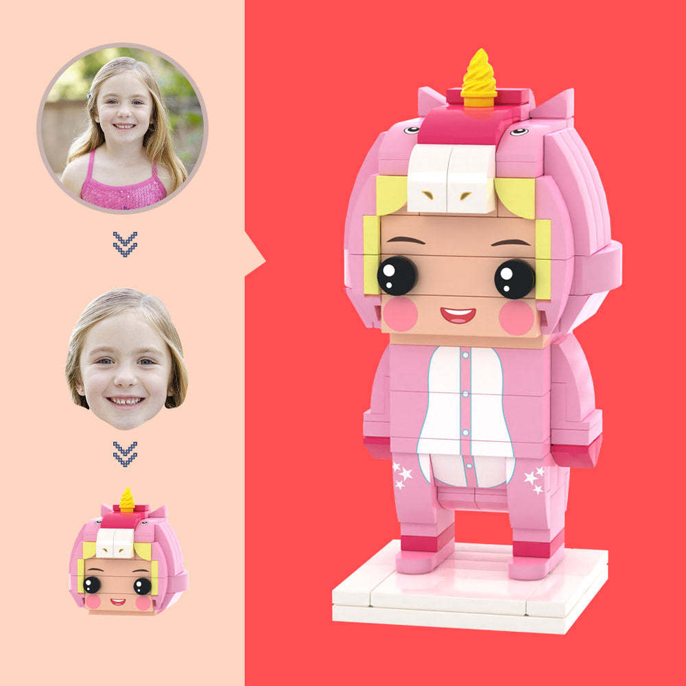 Personalizzato Pink Unicorns Custom Head Figures Piccolo Giocattolo A Blocchi Di Particelle Regali Di Arte Del Mattone Personalizzabili - soufeelit