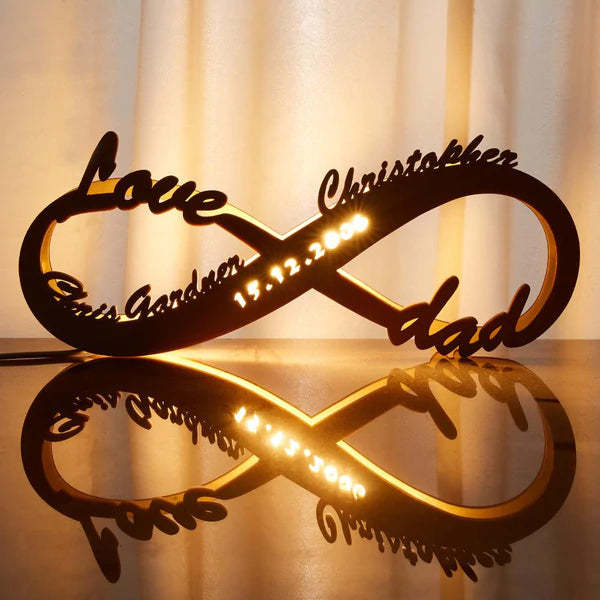 Luce Notturna Personalizzata Inciso Infinity Lampada In Legno Decorazione Da Scrivania Nome Personalizzato Segno Luce Regalo Per Lei - soufeelit