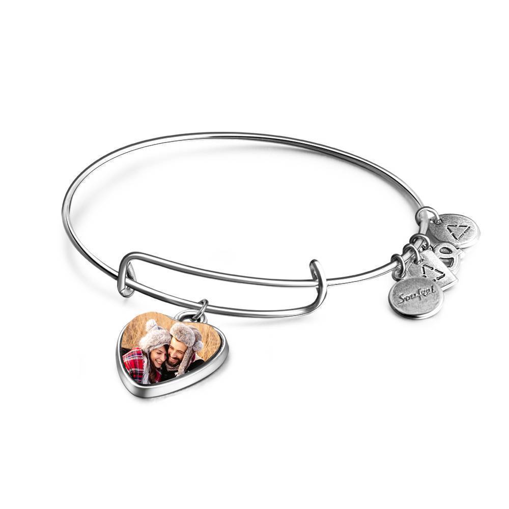 Cuore Engravable di Charm della foto del Braccialetto