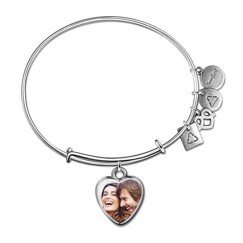 Cuore Engravable di Charm della foto del Braccialetto