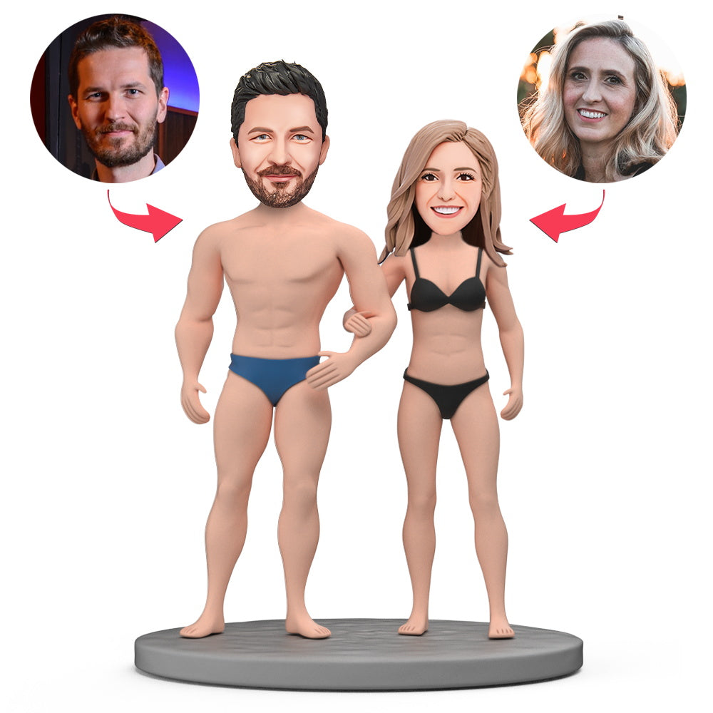 Bobblehead Personalizzato Per Coppia Di Bikini Regalo Di San Valentino Con Testo Inciso - soufeelit