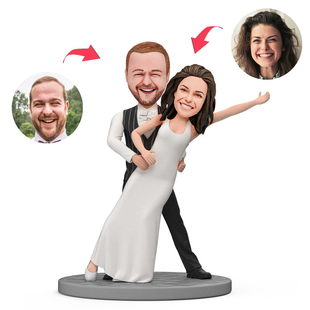Sposo Che Tiene La Sposa Danza Matrimonio Bobblehead Personalizzato Con Testo Inciso - soufeelit