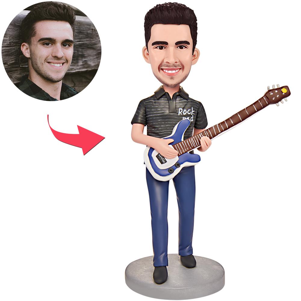 Regalo Per La Festa Del Papà Rock Dad Custom Bobblehead Con Testo Inciso - soufeelit