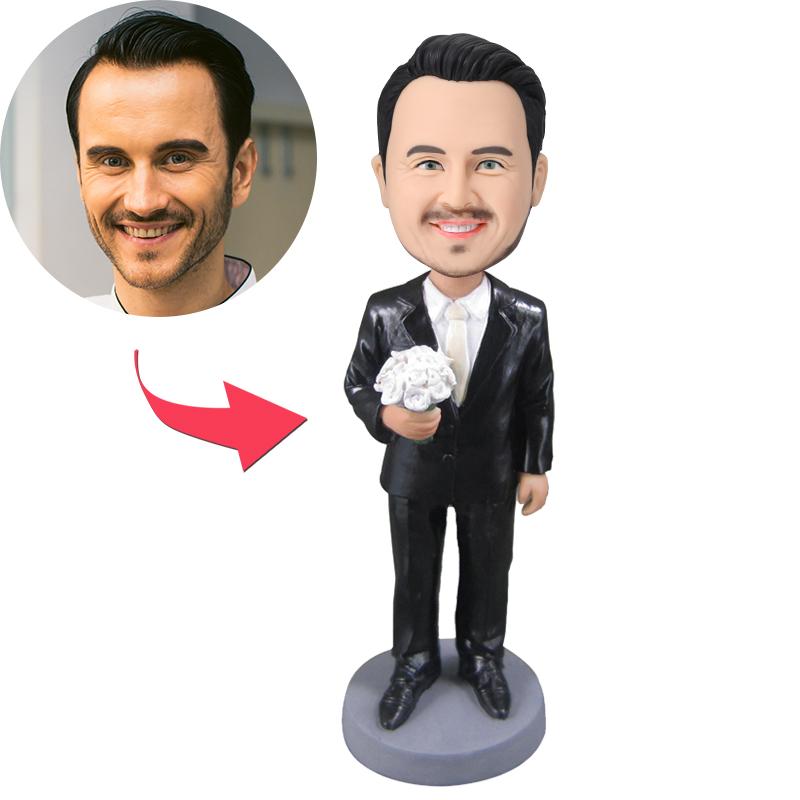 Matrimonio Groomsmen Personalizzato Bobblehead Con Testo Inciso