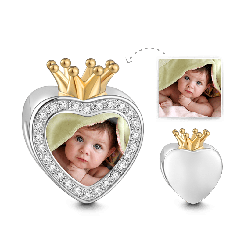 CoronaCristallo Foto Charm 18k Oro Placcato Argento