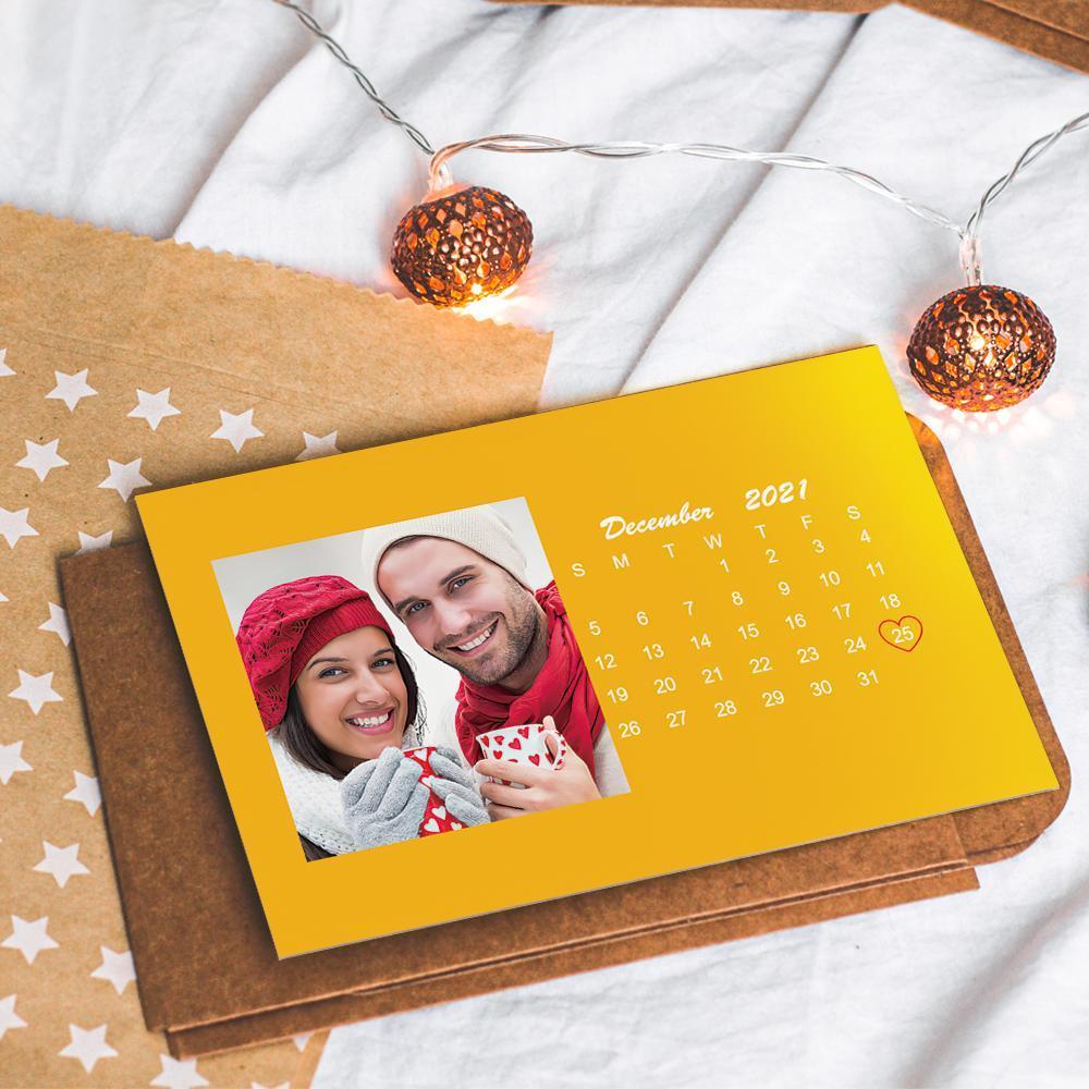 Custom Wallet Card Photo Calendar Card Engraved Wallet Card Yellow