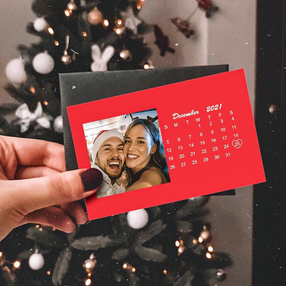 Custom Wallet Card Photo Calendar Card Engraved Wallet Card Red