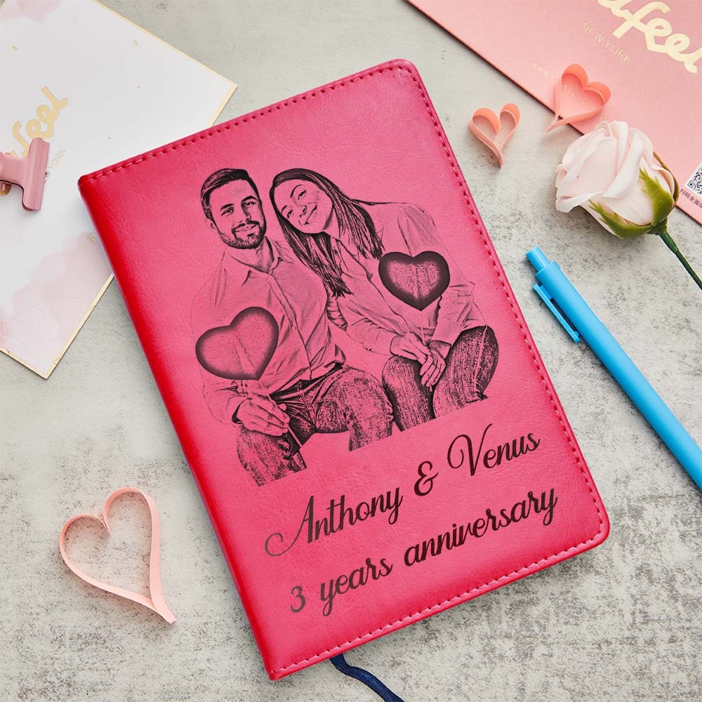 Quaderno Personalizzato In Pelle Con Foto, Diario Di Testo Personalizzato, Regalo Per La Scrittura A Mano - soufeelit