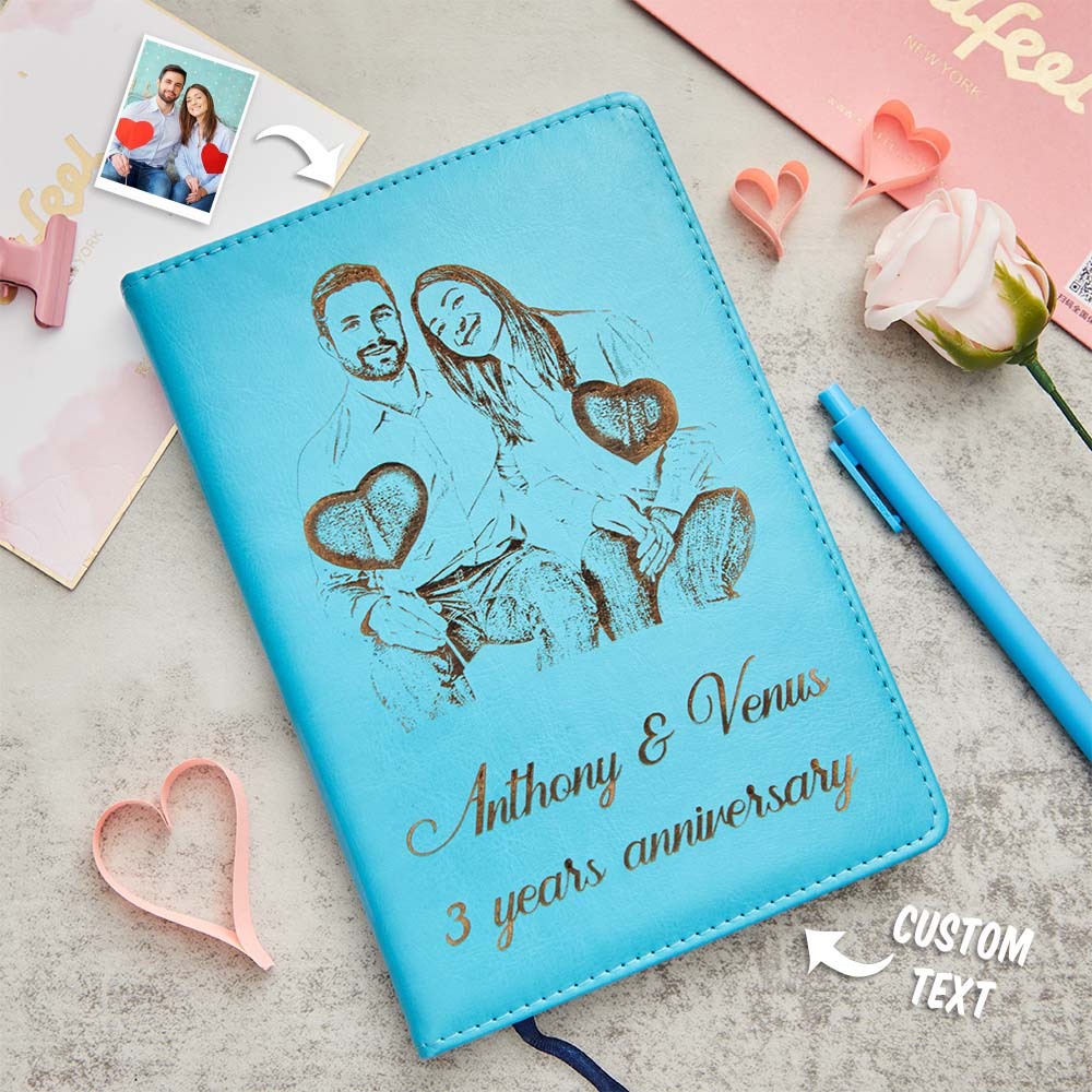 Quaderno Personalizzato In Pelle Con Foto, Diario Di Testo Personalizzato, Regalo Per La Scrittura A Mano - soufeelit