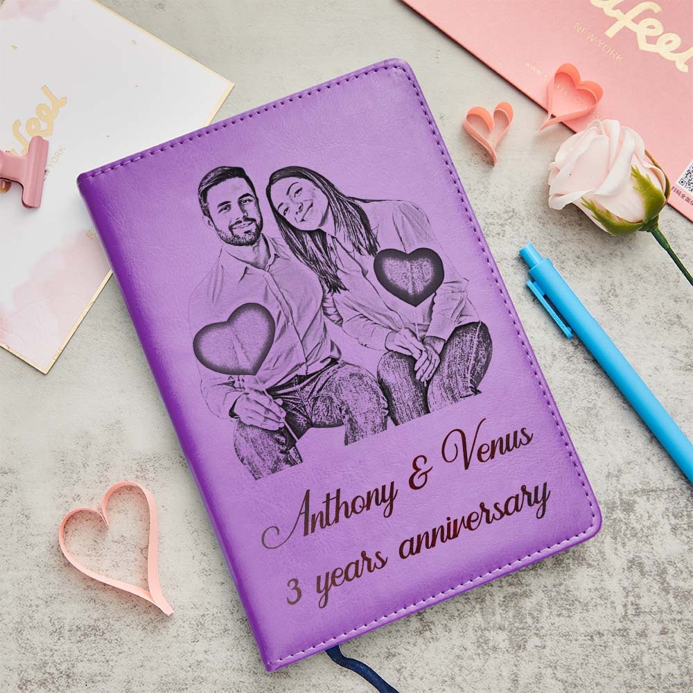 Quaderno Personalizzato In Pelle Con Foto, Diario Di Testo Personalizzato, Regalo Per La Scrittura A Mano - soufeelit