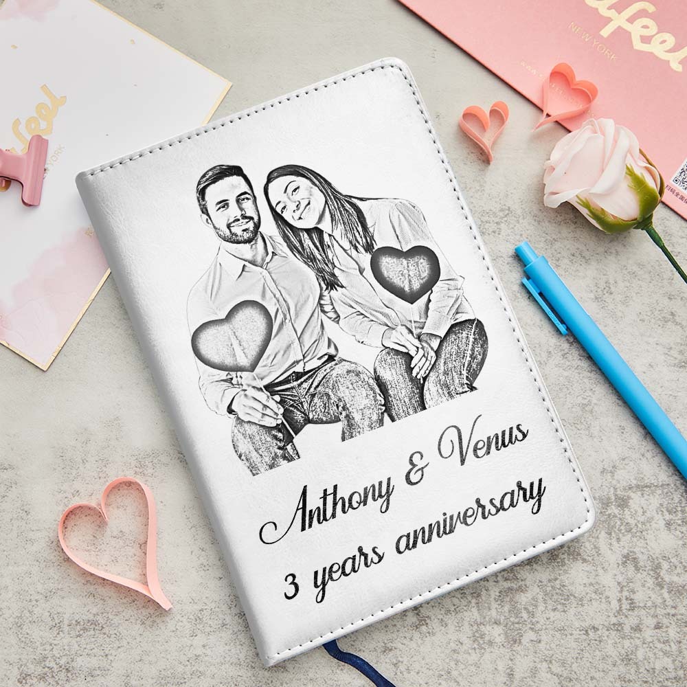 Quaderno Personalizzato In Pelle Con Foto, Diario Di Testo Personalizzato, Regalo Per La Scrittura A Mano - soufeelit