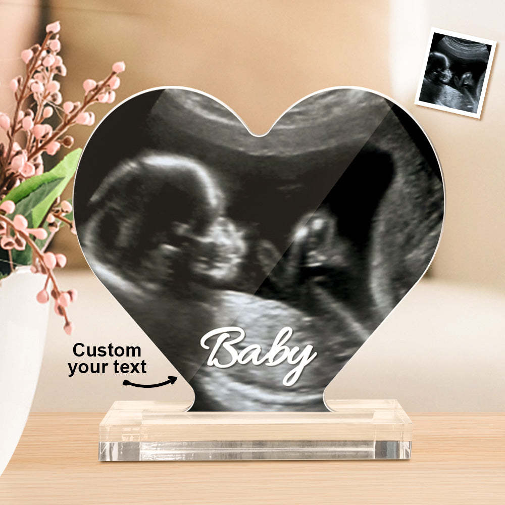 Regalo Personalizzato Di Placca Acrilica A Forma Di Cuore Con Foto Ad Ultrasuoni Per La Futura Mamma - soufeelit