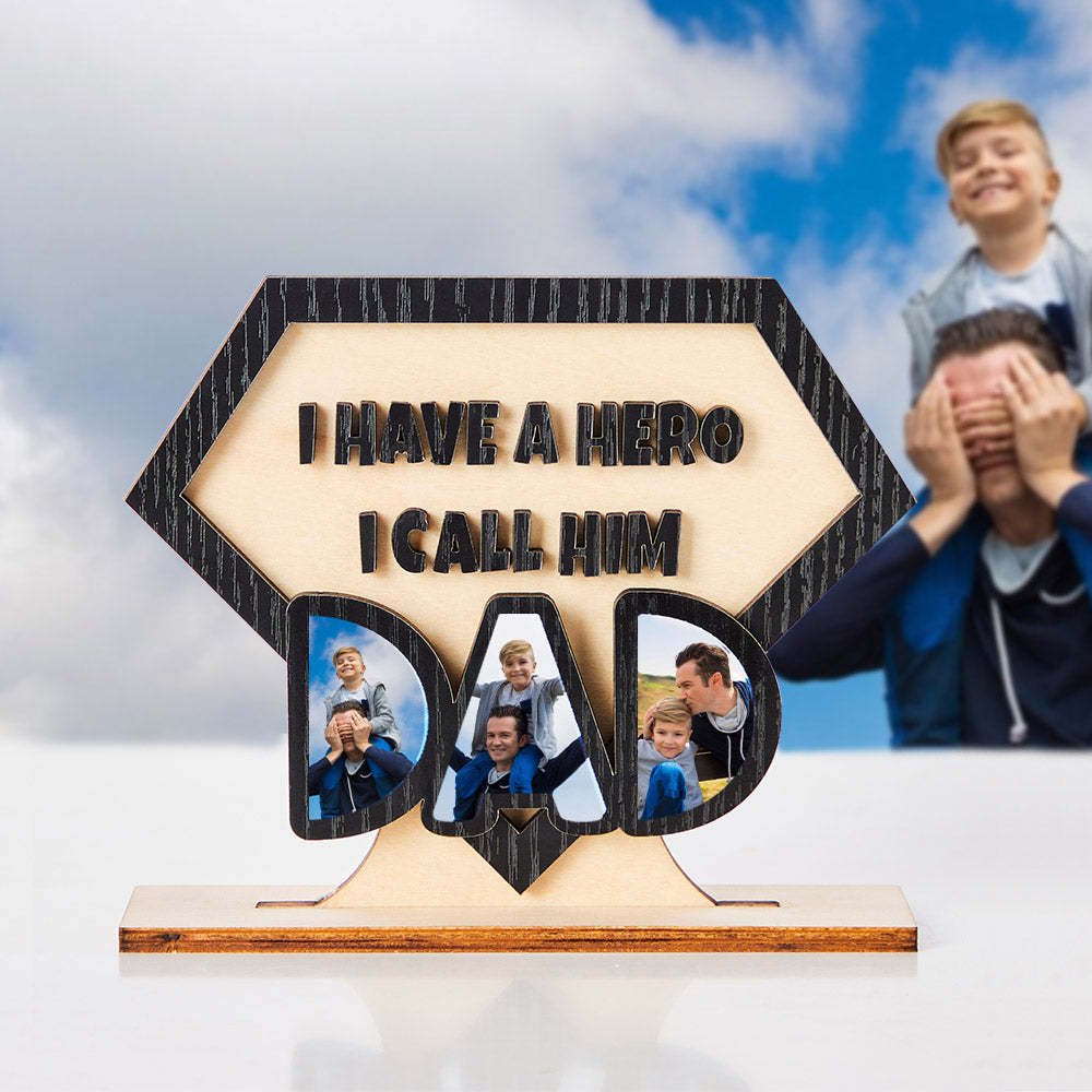 Ornamenti Fotografici Personalizzati Regali Creativi In legno Con Diamante Super Papà - soufeelit