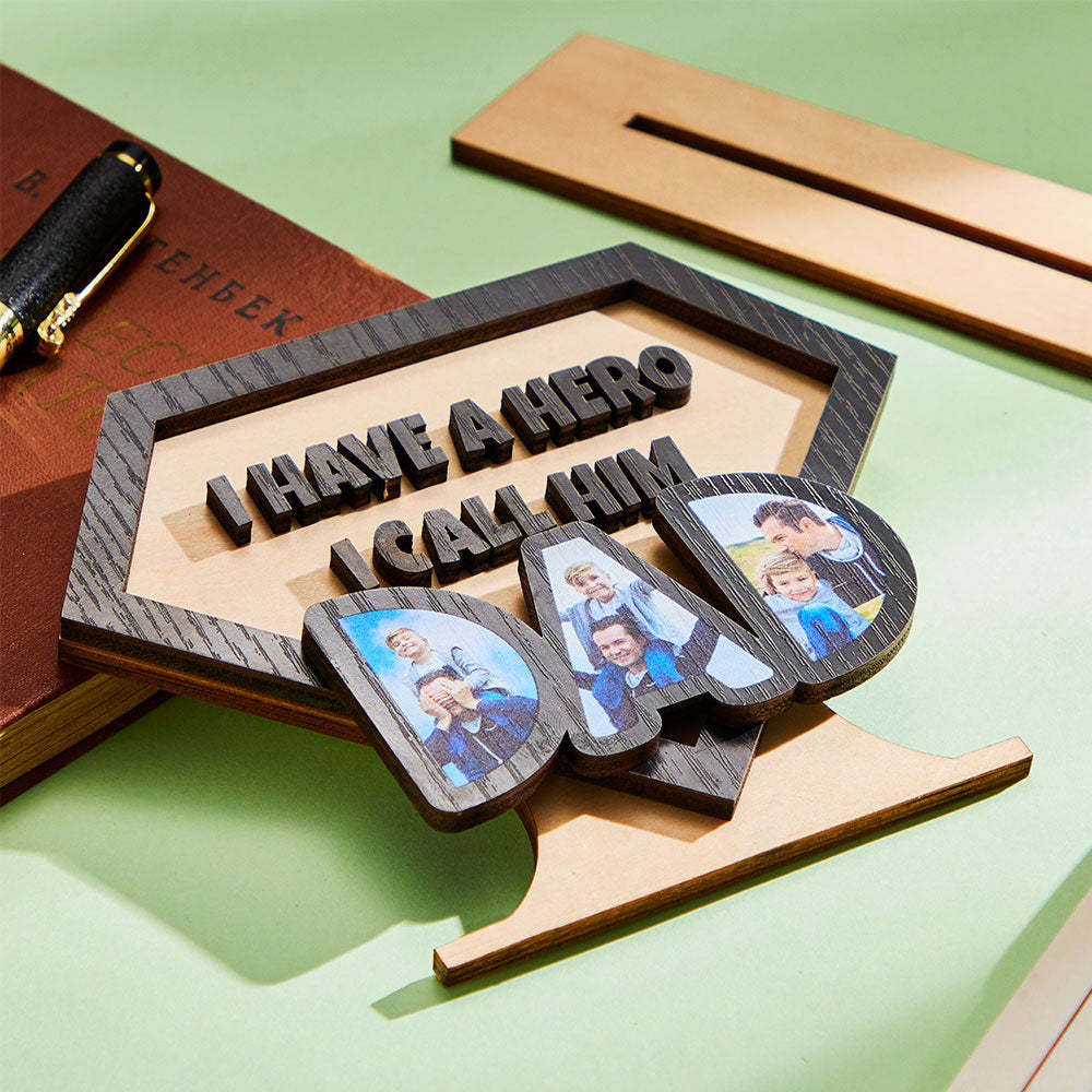 Ornamenti Fotografici Personalizzati Regali Creativi In legno Con Diamante Super Papà - soufeelit