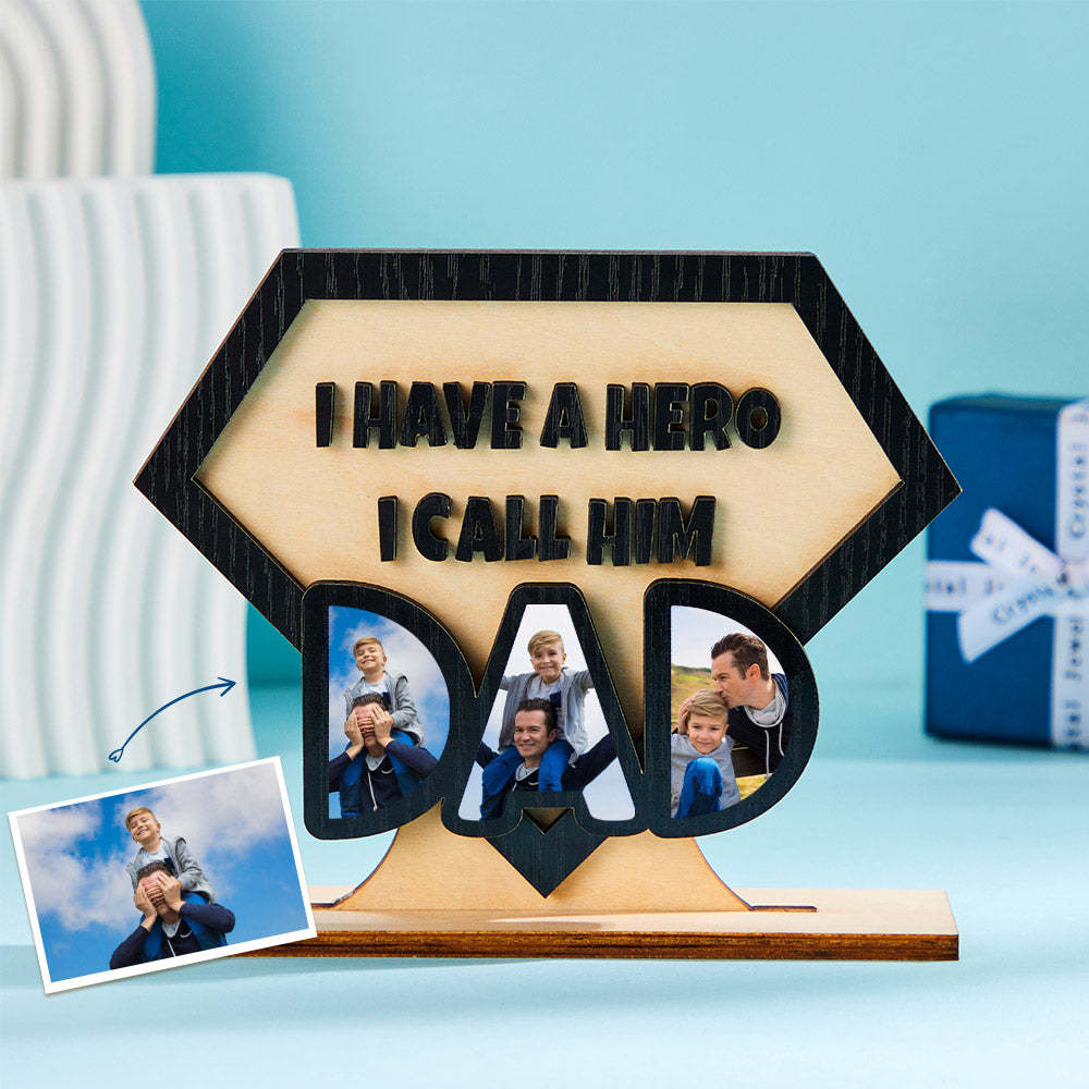 Ornamenti Fotografici Personalizzati Regali Creativi In legno Con Diamante Super Papà - soufeelit